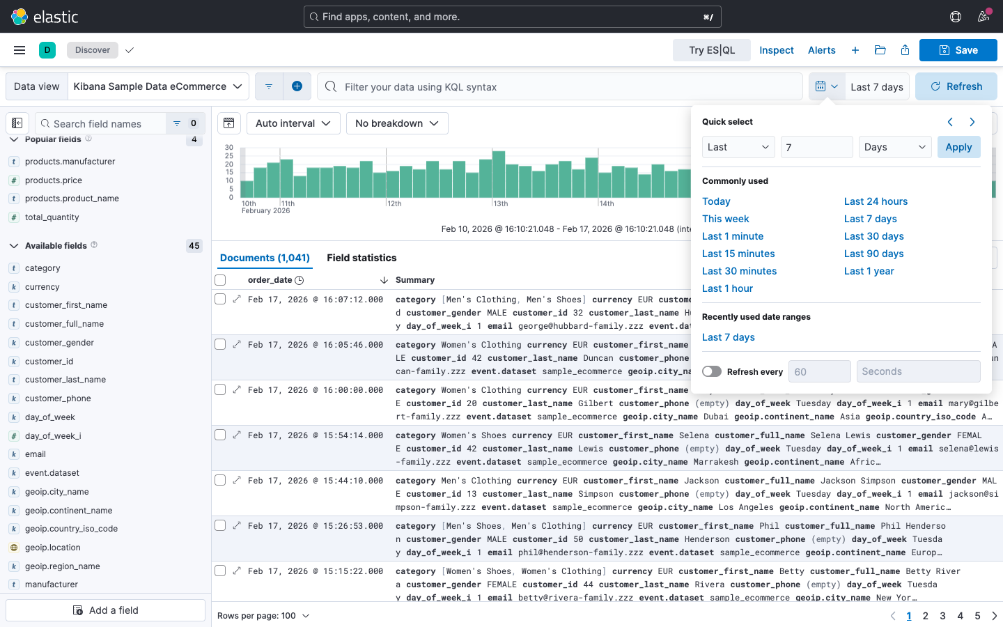 Zeitfilter - Quick Select
