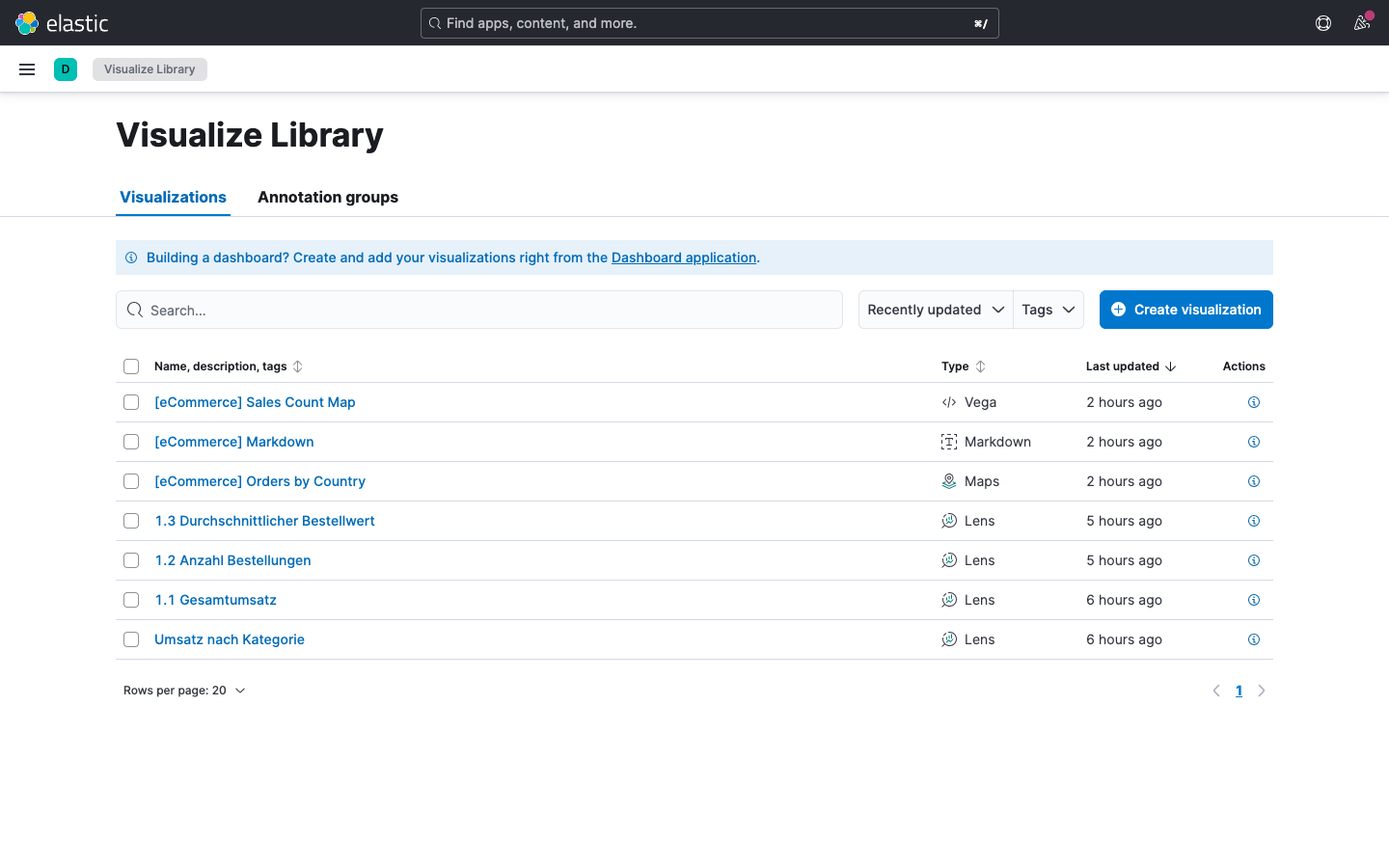 Visualize Library - Übersicht